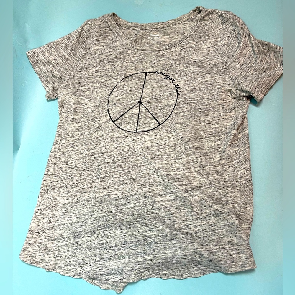 Grey heather peace graphic tee shirt